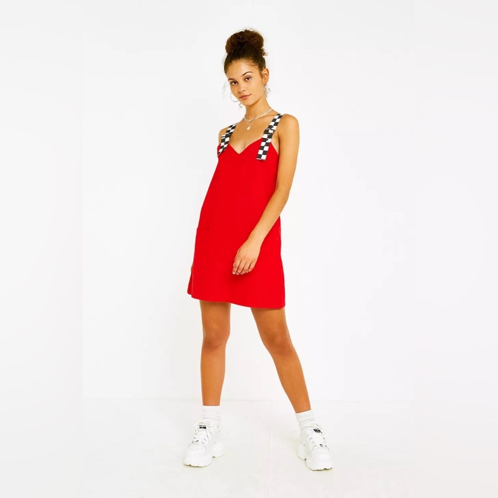 Lazy Oaf Red Pinafore Dress size small